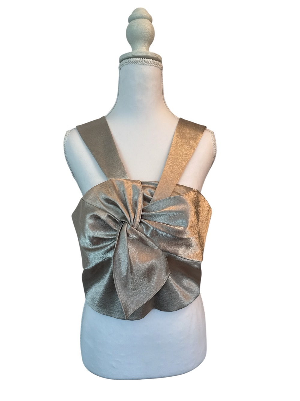Ramy Brook Metallic Gold Knot-Front Top